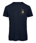 Preview: Buntes T-Shirt mit rockendem Waschbär und coolem Design - Marineblau