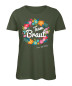 Preview: Bunter Blumenkranz JGA T-Shirt – Team Braut in Olive