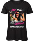 Preview: Team Braut JGA Frauen T-Shirt personalisiert mit Name der Braut Jahrgang und Rockerhand