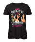 Preview: Frauen T-Shirt JGA Braut mit Sektflasche und Metalhand wir sind nur zum Saufen hier Schwarz