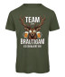 Preview: Team Bräutigam JGA T-Shirt mit Hirsch und Bier Motiv - Olive