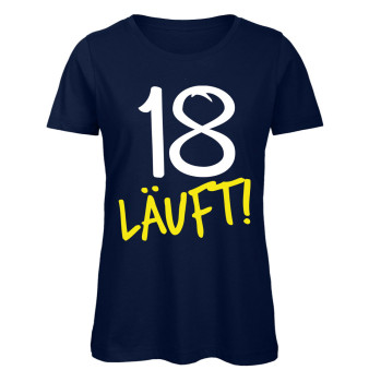 Preview: 18 Läuft - Frauen Geburtstags T-Shirt Preview: 18 Läuft - Frauen Geburtstags T-Shirt - Marineblau