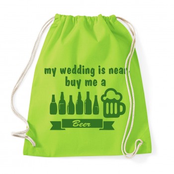 My wedding is near, buy me a Beer - JGA Rucksack Lime