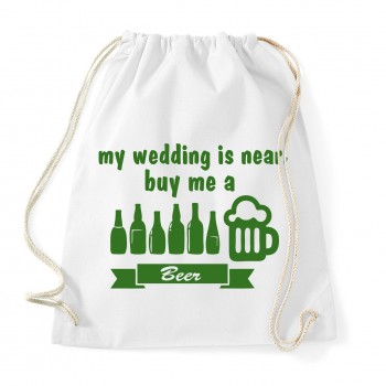 My wedding is near, buy me a Beer - JGA Rucksack White