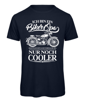 Preview: Biker Opa noch cooler T-Shirt mit Oldtimer Motorrad Motiv in Marineblau