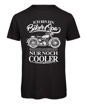Preview: Biker Opa noch cooler T-Shirt mit Oldtimer Motorrad Motiv in Schwarz