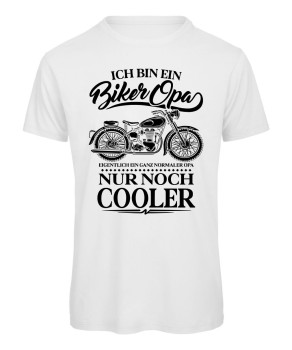 Preview: Biker Opa noch cooler T-Shirt mit Oldtimer Motorrad Motiv in Weiß