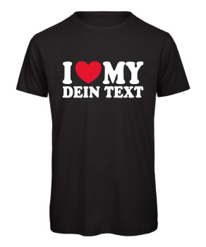 Individuelles "I Love My"-T-Shirt mit Herz Schwarz