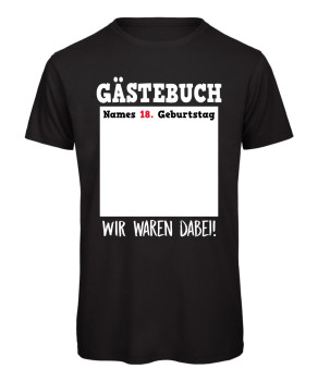Gästebuch T-Shirt 18. Geburtstag mit Name und Unterschriften