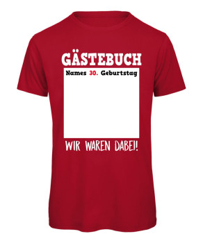 Gästebuch T-Shirt zum 30. Geburtstag personalisierbar in Rot