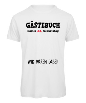 Preview: Personalisiertes Gästebuch Geburtstags T-Shirt zum Unterschreiben in Weiß