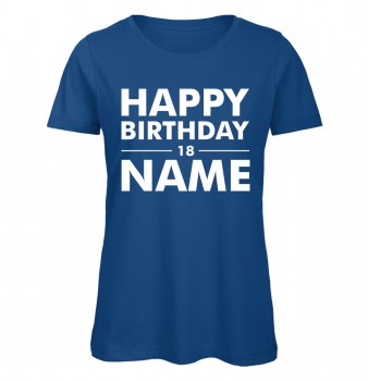 Geburtstags T-Shirt Name Royalblau