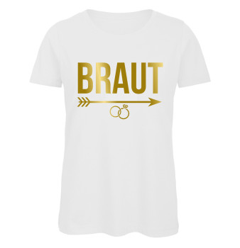 Braut Amors Pfeil T-Shirt mit glitzer Gold