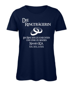 Die Ringträgerin Frauen JGA T-Shirt in Marineblau