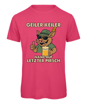 Geiler Keiler JGA T-Shirt – Vorderansicht des witzigen Junggesellenabschied-Shirts - Pink