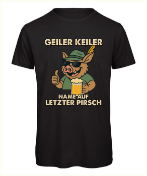 Preview: Geiler Keiler JGA T-Shirt – Vorderansicht des witzigen Junggesellenabschied-Shirts - Schwarz