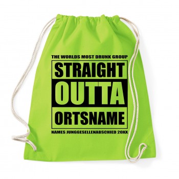 Straight Outta Ortsname - JGA Rucksack Lime Green