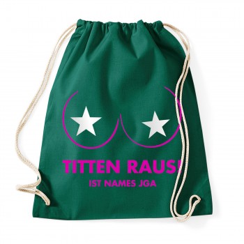 Titten raus - JGA Baumwollrucksack- Bottle Green