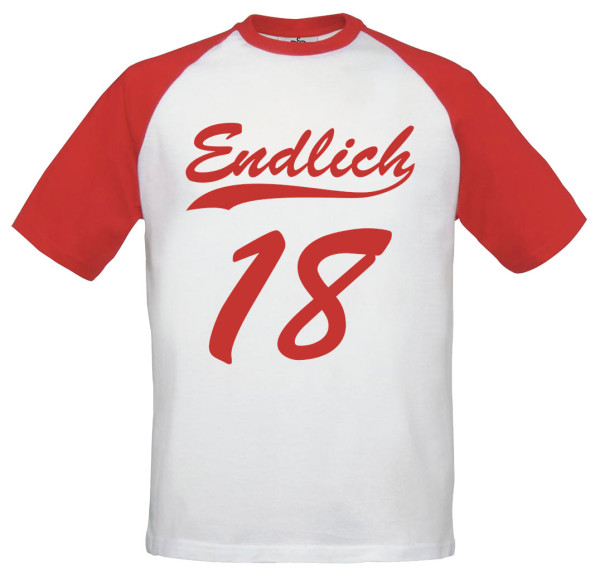 Baseball T-Shirt Endlich 18 Rot