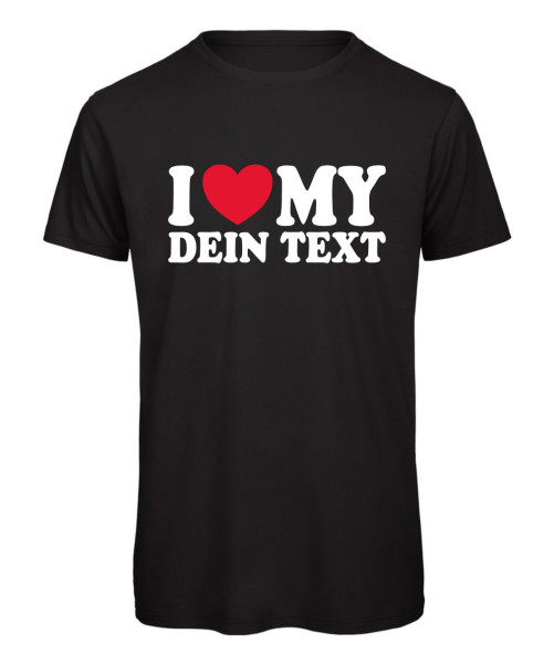 Individuelles "I Love My"-T-Shirt mit Herz Schwarz