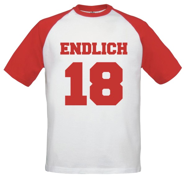 Baseball T-Shirt Endlich 18 - College Print Rot