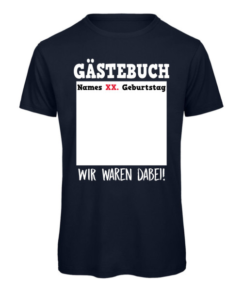 Personalisiertes Gästebuch Geburtstags T-Shirt zum Unterschreiben