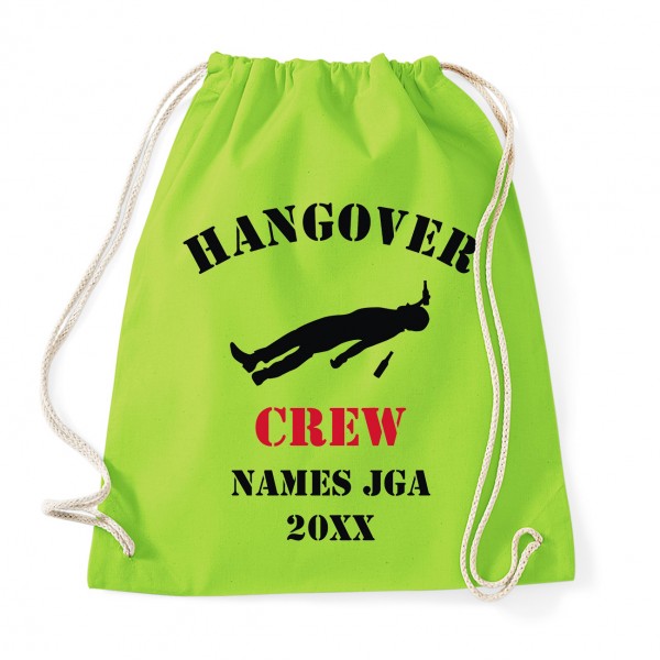 Hangover Crew - JGA Baumwollrucksack  Lime Green