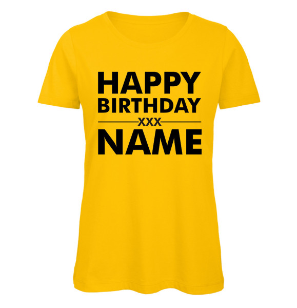 Geburtstags T-Shirt Name Gelb