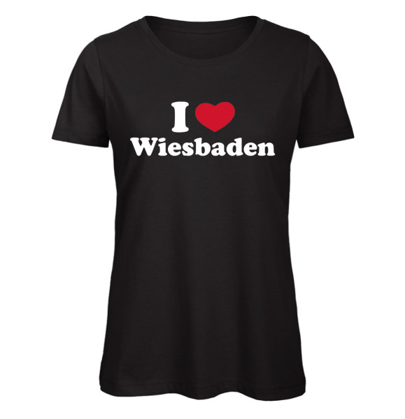 I Love Wiesbaden T-Shirt mit Herz für Frauen – Dein Wiesbaden-Andenken Schwarz
