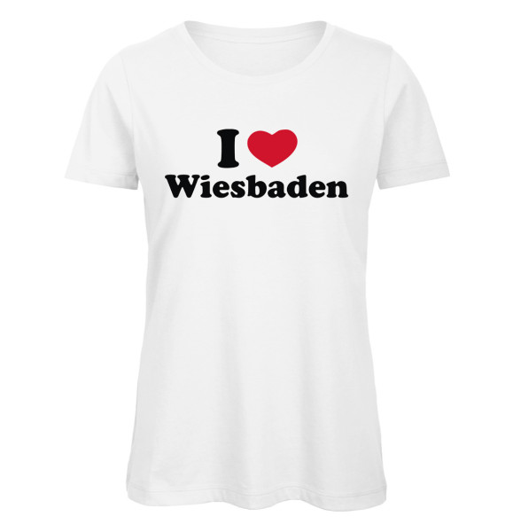 I Love Wiesbaden T-Shirt mit Herz für Frauen – Dein Wiesbaden-Andenken Weiß