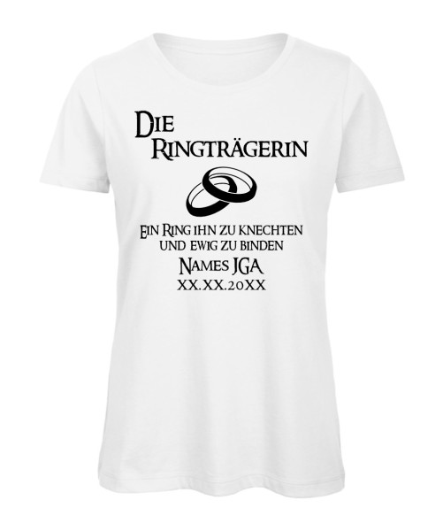 Die Ringträgerin Frauen JGA T-Shirt in Weiß