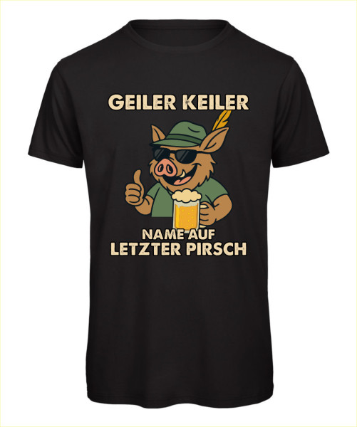 Geiler Keiler JGA T-Shirt – Vorderansicht des witzigen Junggesellenabschied-Shirts - Schwarz