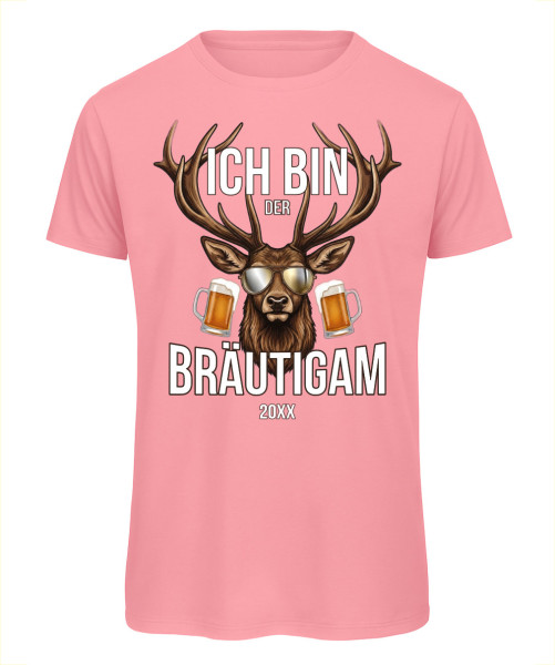 Bräutigam T-Shirt JGA mit Hirsch, Bier und Jahreszahl