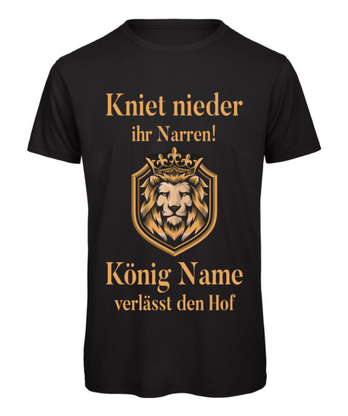 Kniet nieder ihr Narren, der König verlässt den Hof JGA T-Shirt mit Löwenkopf in Schwarz