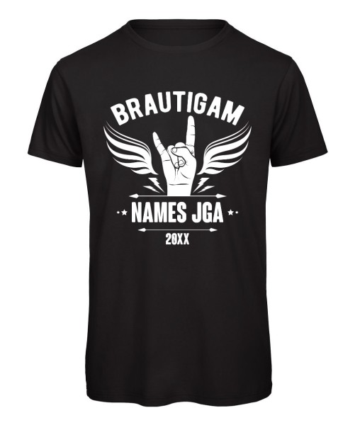 Metal Hand - Bräutigam JGA Shirt Schwarz