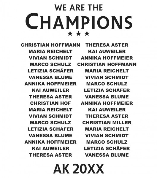 The Champions Leave - Abschluss Namensliste
