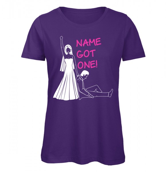 Sie hat Einen! JGA T-Shirt für die Braut. Lila.