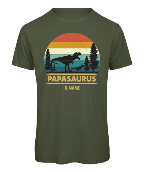 Papasaurus T-Shirt in Olive