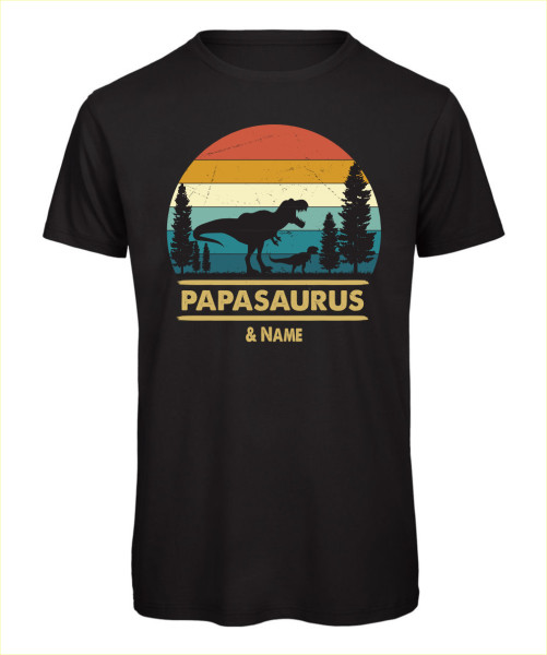 Papasaurus T-Shirt in Schwarz