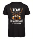 Team Bräutigam JGA T-Shirt mit Hirsch und Bier Motiv Schwarz